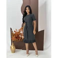 Vestido feminino sereia c/cinto alta elasticidade ajuste perfeito blogueira Verão tendência tricô