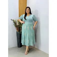 Conjunto feminino PLUS SIZE GRANDE 2 cores Longo Rayon forrado Renda Intarcia Tendência luxo premium