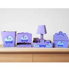 Kit Higiene Bebê Chuva De Amor  Adesivado Decorado Mdf 8 Peças