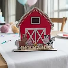Centro de Mesa Display Fazendinha Personalizado Com Nome Mdf