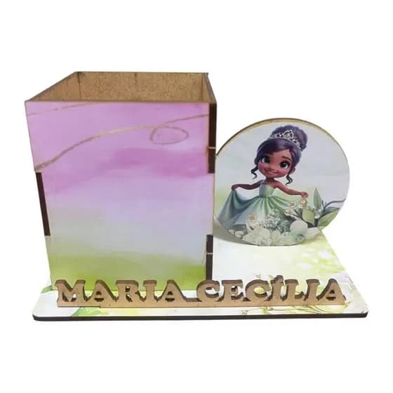 Centro De Mesa Cachepô Tema Princesas Festa Mdf 10 Unidades