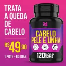 Vitamina para Queda de Cabelo e Unhas Fracas Cabelo Pele e Unha 120 Cápsulas Fortalecedor Natural