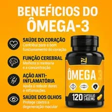 Ômega 3 1400mg 60 Cápsulas Suplemento para Coração, Colesterol e Função Cerebral