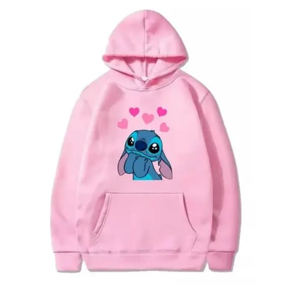 Moletom Canguru Casaco Infantil 02 04 06 08 10 12 14 Unissex Estampas Stitch Lilo Apaixonado Desenho Kids Blusa De Frio