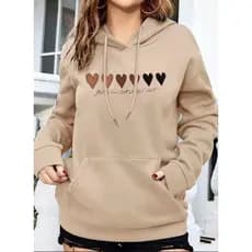 Moletom Corações Feminino Adulto e Infantil Blusa De Frio Tumblr Casaco Com capuz e Bolso Algodão Premium Tendencia