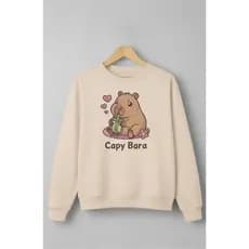 Moletom Careca Infantil Moda Feminina Outono Inverno Capivara Coração Tamanho 02 ao 14
