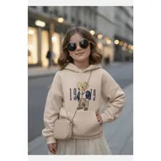 Moletom Infantil Com Capuz Flanelado Menina Urso Bear Tendencia Outono/Inverno Bege 02 ao 14 Envio Imediato