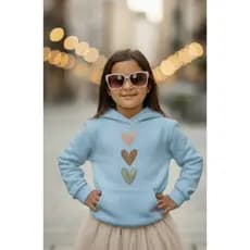 Moletom Infantil Menina Com Capuz Flanelado Coração Tendencia Outono/Inverno Bege 02 ao 14 Envio Imediato