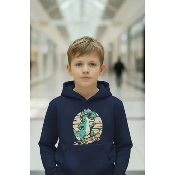 Moletom Infantil Menino Com Capuz  Canguru Dinossauro Skate Desenho Tendencia Outono Inverno Envio Imediato