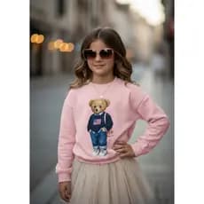 Moletom Infantil Menina Sem Capuz Urso Laço casaco flanelado sem capuz Outono/Inverno 02 ao 14 Envio Imediato