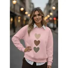 Moletom Feminina Suéter Blusa De Frio Coracão  Bloguerinha Tendência flanelada Inverno 2026