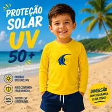 Camisa Térmica 🐟  PEIXE 🐟 ou 🇧🇷 BRASIL 🇧🇷Proteção Uv 50+  Infantil Menino Menina  Blusa Praia Piscina