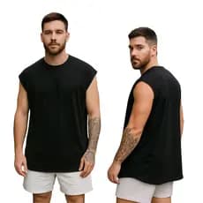 Camiseta Regata Oversized Masculina Academia Machão Treino Longline Lisa