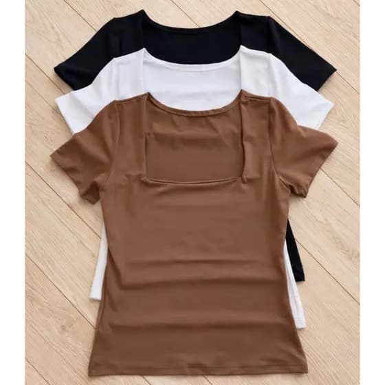Blusa Suplex Feminina Decote Quadrado Básica Premium Blogueira Academia Dia a Dia