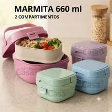 Pote Hermético Marmita Fit Com Alça e Divisórias Prática Plasvale Adulto e Infantil