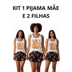 Kit 1 Mãe e 2 Filhas Baby doll estampado regata tal mãe tal filha capivara verão malha short doll camiseta personagens