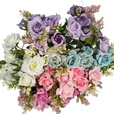 Buquê de Mini Rosas Flores e Plantas Artificiais para Decoração-R85154/VF41559