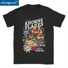 Homens Mulheres Camisetas Caos Khorne Flocos Vintage De Manga Curta W-Warhammer 40k T Camisa Crewneck Roupas Presente Id