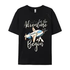 Deixe A Aventura Começar Avião Modo De Viagem Normal 3D Impresso Camisetas T Camisa De Algodão Masculino Casuais