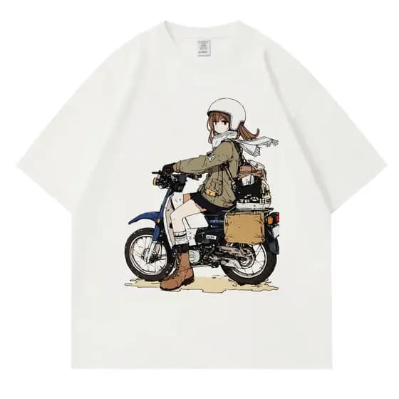 Vintage Honda Cub Motocicleta Masculina E Feminina Dos Desenhos Animados Impresso Camiseta De Algodão Verão Solto Tripul