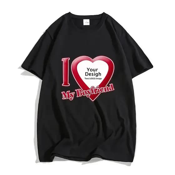 DIY Eu Amo Meu Namorado Namorada Camiseta 100 % Algodão Manga Curta Personalizar Atacado Dropshipping T Camisa Masculina