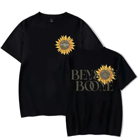 Benson Boone Girassol Tee Merch Crewneck Manga Curta Verão Mulheres Streetwear Camisetas Tops
