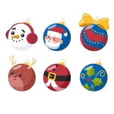 Kit 6 Ímãs Enfeites de Natal Bolinhas Árvore de Natal Papai Noel Rena Boneco de Neve p/ Geladeira