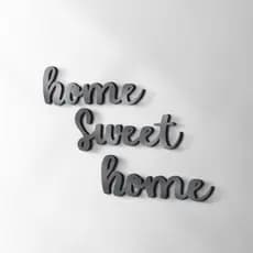 Frase Decorativa Home Sweet Home em MDF Preto 6mm Aplique de Parede Recorte Madeira Decoração