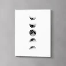 Quadro Decorativo Fases Lunares Fases da Lua Aquarela Preto e Branco Minimalista