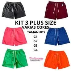 Kit de 3 Short Plus Size extra Mauricinho Masculino Tactel Adulto Praia Piscina Moda Promoção