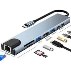 Hub Adaptador Tipo c 8 em 1 Para Macbook Pro Air Dock hub para Celular Dex Thunderbolt Hub Usb 3.0 Hub Usb C Sd Card Hdmi 4k Rj45 Portátil Leitor Cartão de Memória