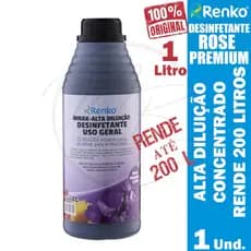 Desinfetante Concentrado Renko Mirax Rose Premium 1L Alta Diluição Rende 200L