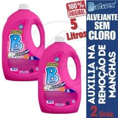 Kit 2 Alvejante Sem Cloro 5L Barbarex Roupas Brancas e Coloridas Tira Manchas
