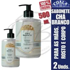 Kit 2 Sabonete Líquido Coala Chá Branco 500ml Aroma Refrescante Higiene das Mãos