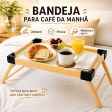 Bandeja de Servir Café da Manhã Refeição Cama Mesa Mesinha Notebook Portátil com Pé Madeira Dobrável Cantinho do Café