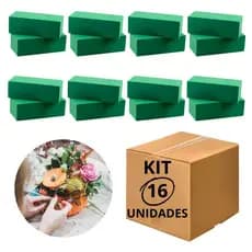 Kit 16 Espuma Floral Fenólica 20x9x6cm Alta Absorção 1,5L por Bloco Arranjos com Flores Naturais