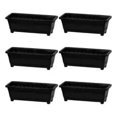 Kit 6 Floreira Vaso Jardineira Plantas Preta Cerâmica 3,5 Litros Horta Mudas Cacto suculentas ervas Jardim Jardinagem