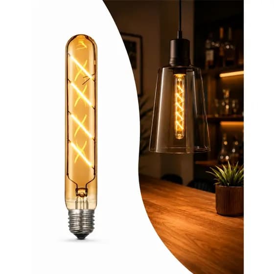 Lampada Filamento Led T30 4w Retrô 2500k Bocal Soquete E27 Bivolt Vintage Luz Quente Âmbar Decoração Estilo Retrô