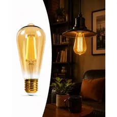 Lâmpada Filamento LED ST64 4W Bocal Soquete E27 2500K Âmbar Estilo Design Retrô Vintage Luz Quente Decorativa Bivolt