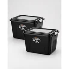 Kit 2 Caixas Organizadora 30 litros Grande Com Tampa e Trava Cesto Multiuso Caixa Organização Brinquedos Quarto Cozinha