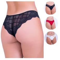 KIT 3 Calcinhas Em Renda Microfibra Não Marca Bumbum Conforto Sensual Romântica Elegância
