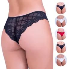 Kit 5 Calcinhas Não Marca Em Microfibra Com Renda Sensual Luxo Feminina