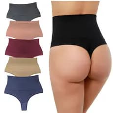 Kit 5 Calcinhas Segura Barriga Fio Duplo Cós alto Duplo Fitness