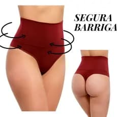 Kit 3 Calcinhas Fio Duplo Cos Alto Segura Barriga Calcinha Cinta Modeladora