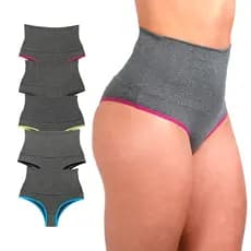 Kit 5 Calcinhas Modeladora Calcinha Cos Alto Confortável Segura Barriga Elasticidade