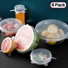 6 pces tampa de silicone universal mantendo tampas ajustável tigela copo reutilizáveis