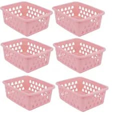 Kit 6 Cestos Multiuso Pequeno Rosa 12x6x16cm PP 1029 Uninjet