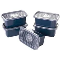 jogo de potes plástico retangular pop 5 pçs 380ml - plasútil