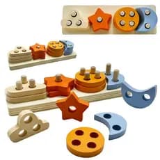 Brinquedo Didático Madeira Waldorf Montessori Montagem Educativo 13 PECAS 21,5X7X4,5CM