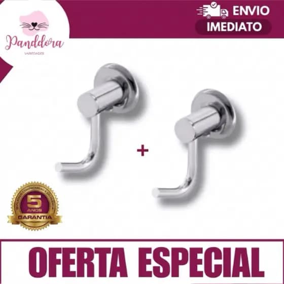 Kit 2 Cabides Simples Júnior Porta Toalha | Gancho Banheiro Parede Cromado